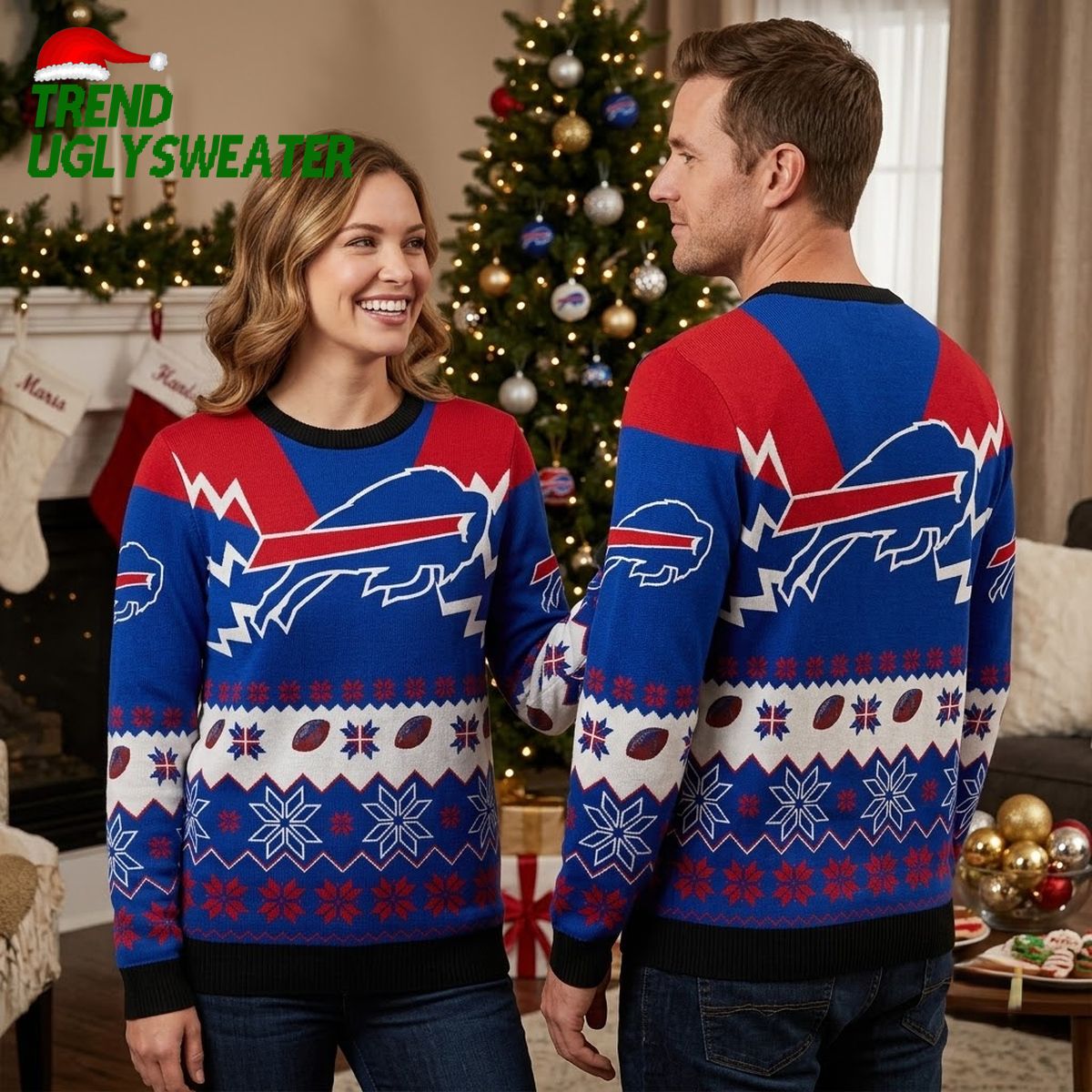 buffalo bills lightning bolt logo ugly christmas sweater buffalo bills lightning bolt logo ugly christmas sweater