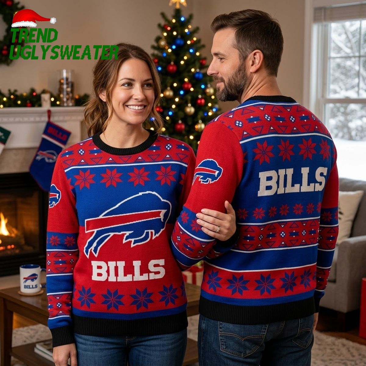 buffalo bills logo and snowflakes ugly christmas sweater buffalo bills logo and snowflakes ugly christmas sweater