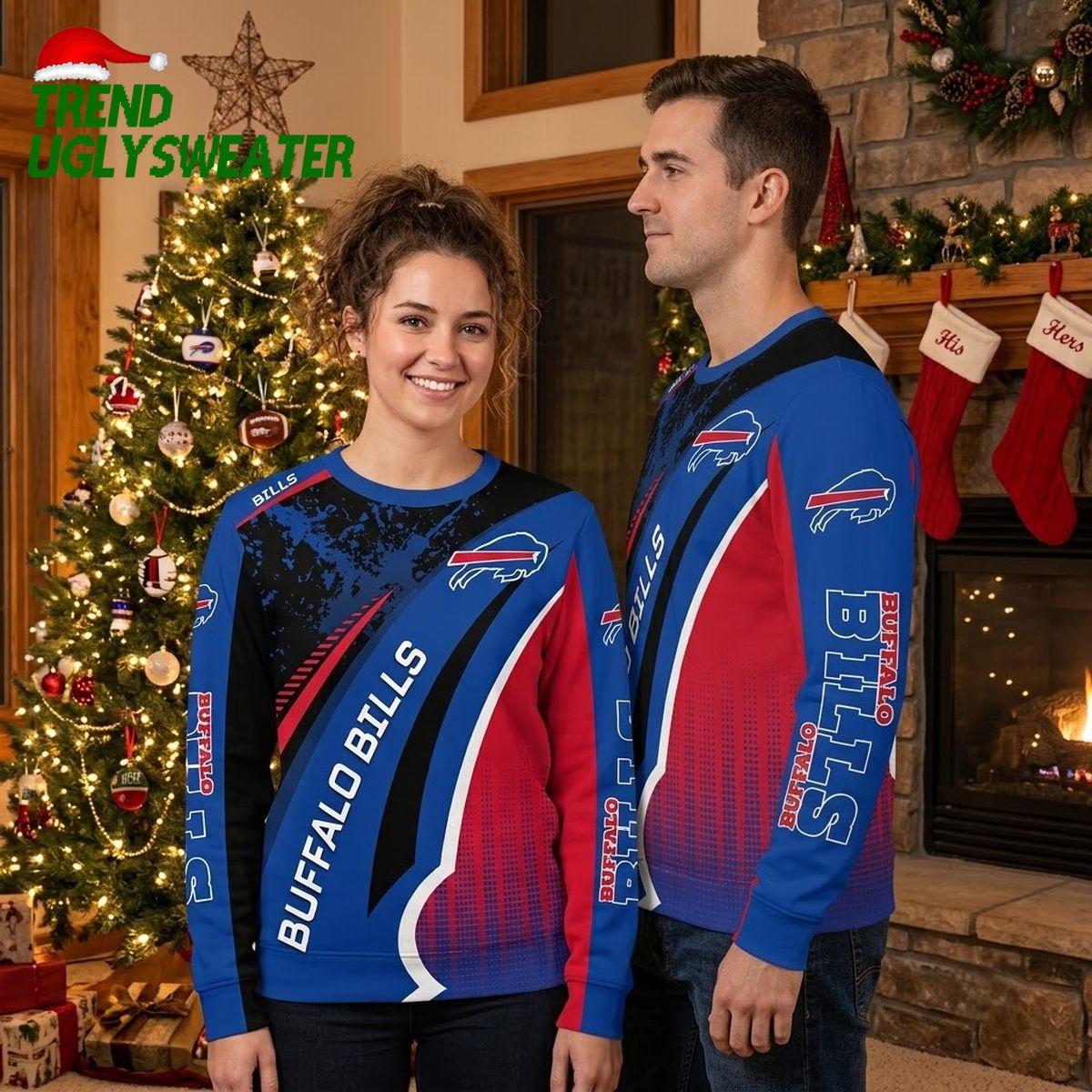 buffalo bills logo and team name ugly christmas sweater buffalo bills logo and team name ugly christmas sweater