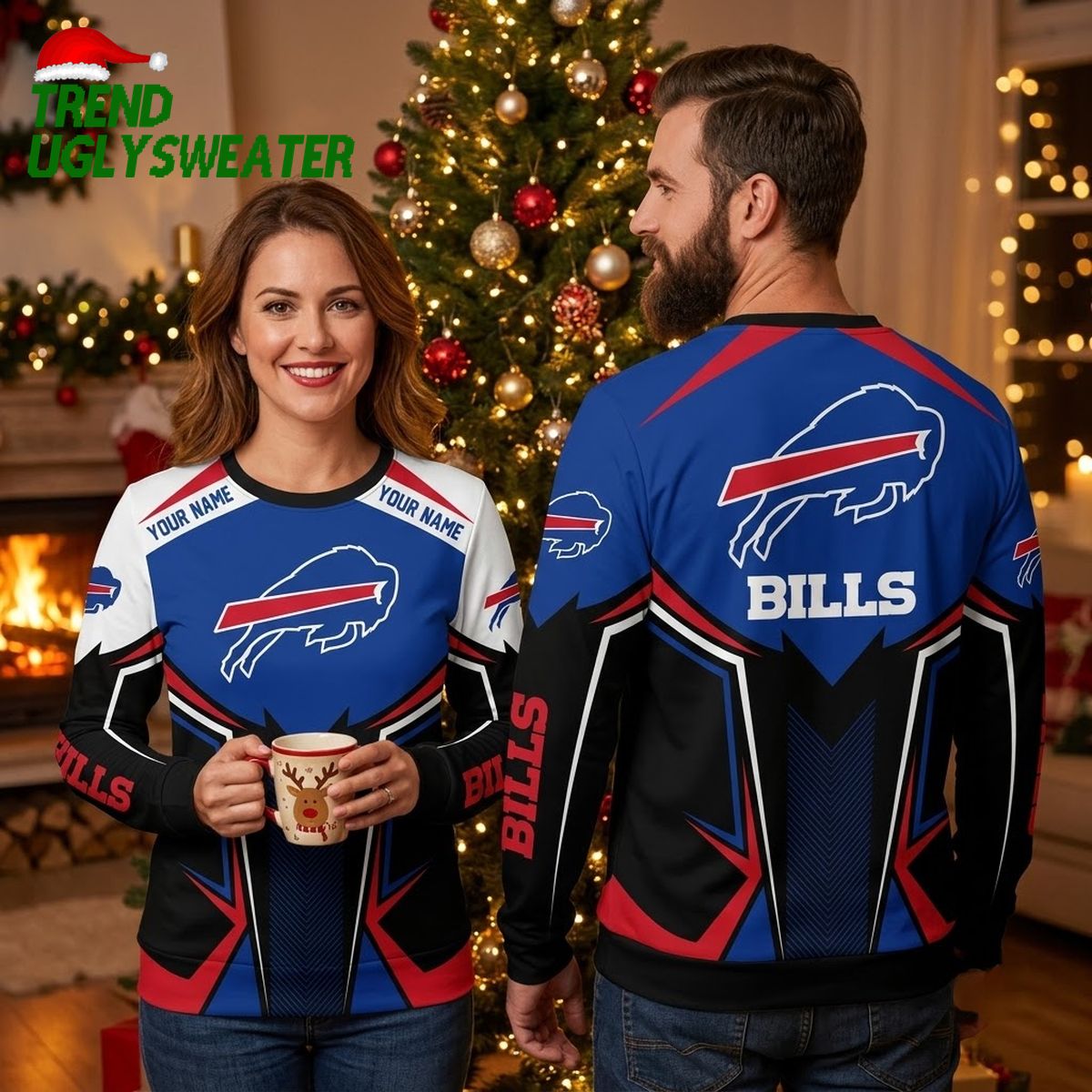 buffalo bills logo name custom ugly christmas sweater buffalo bills logo name custom ugly christmas sweater