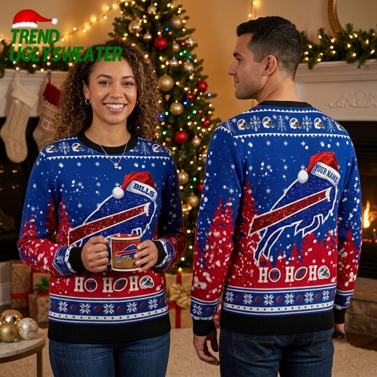 buffalo bills logo with santa hat ho ho ho ugly christmas sweater buffalo bills logo with santa hat ho ho ho ugly christmas sweater