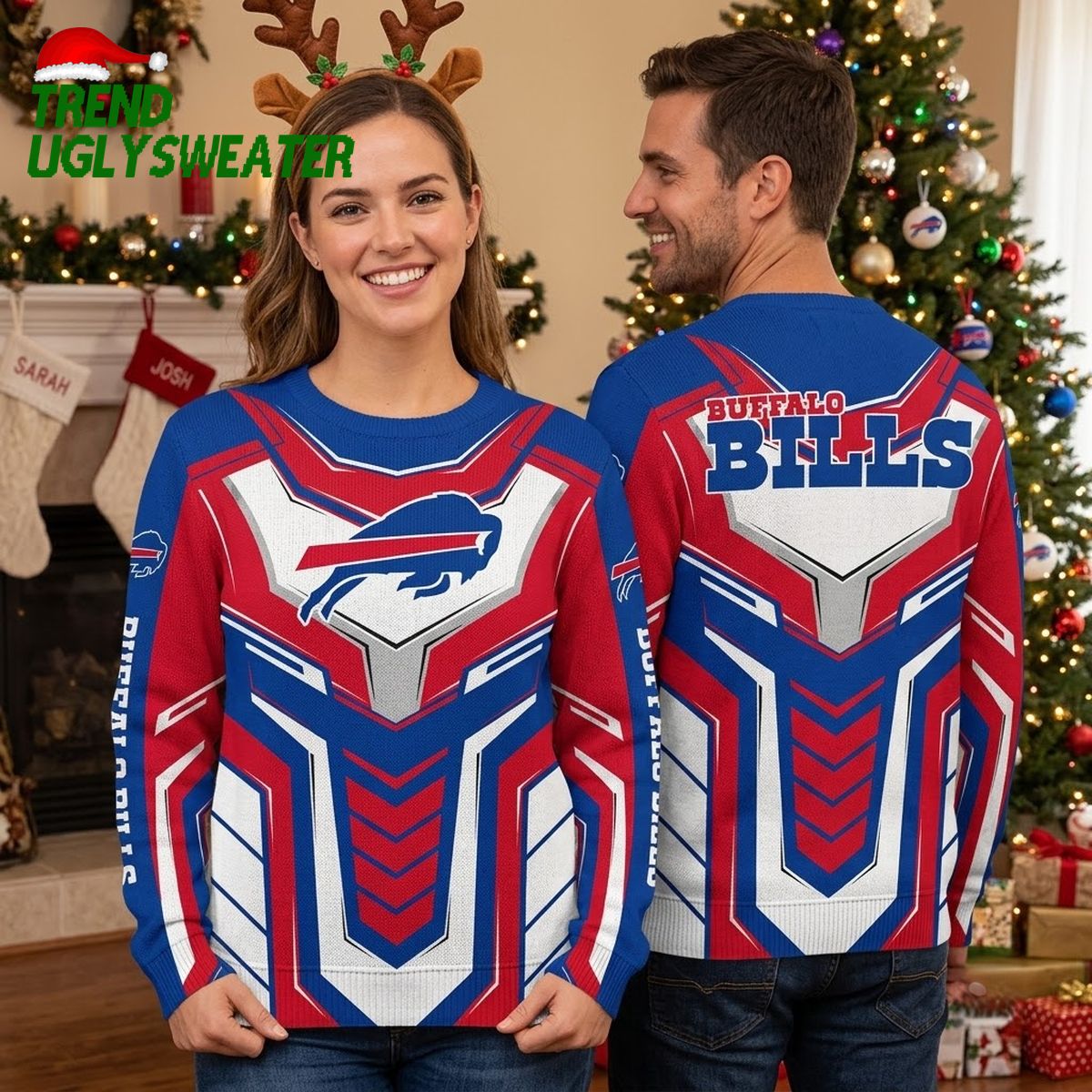 buffalo bills red blue shield logo ugly christmas sweater buffalo bills red blue shield logo ugly christmas sweater