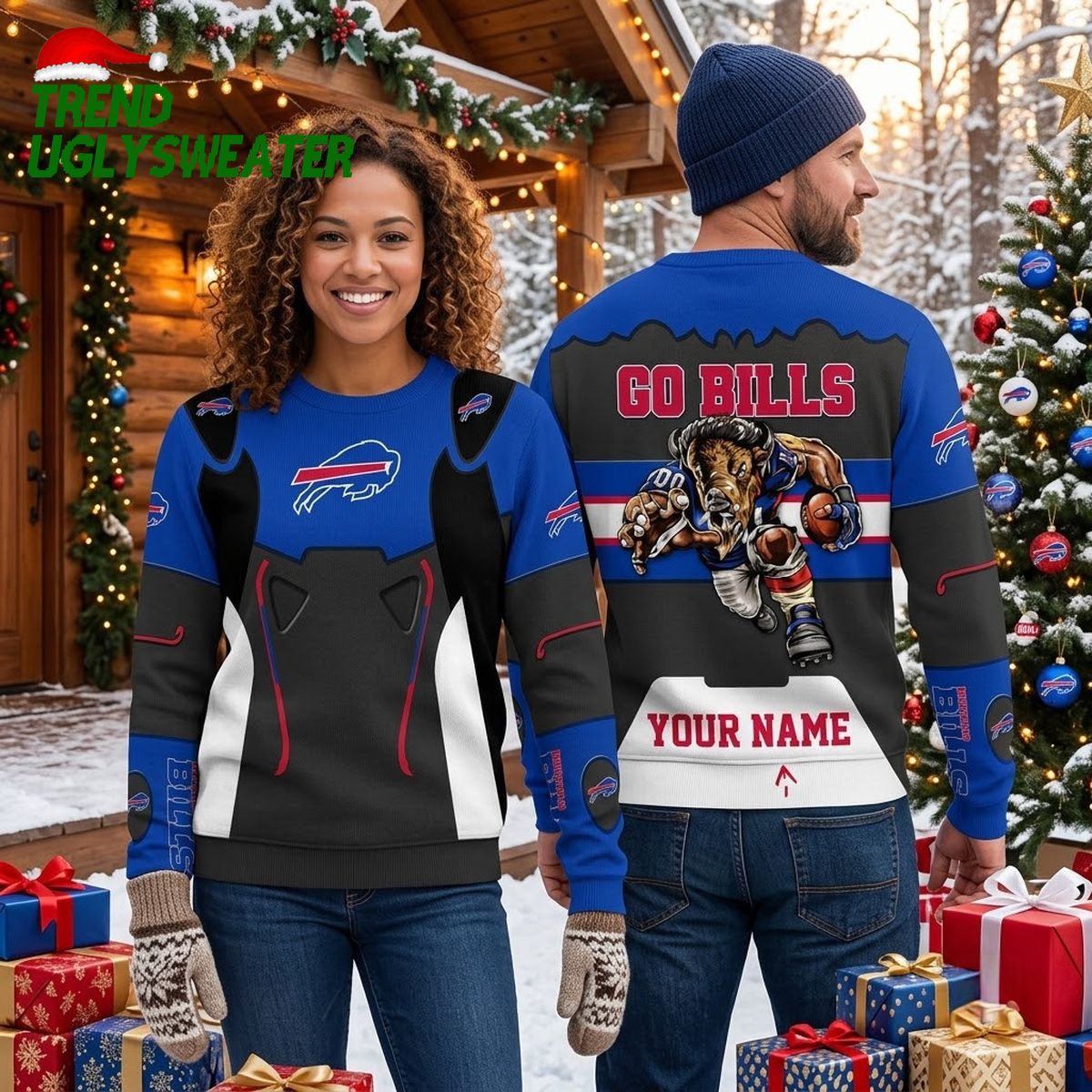 buffalo bills rushing mascot ugly christmas sweater buffalo bills rushing mascot ugly christmas sweater