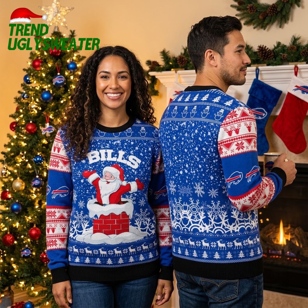buffalo bills santa claus chimney ugly christmas sweater buffalo bills santa claus chimney ugly christmas sweater
