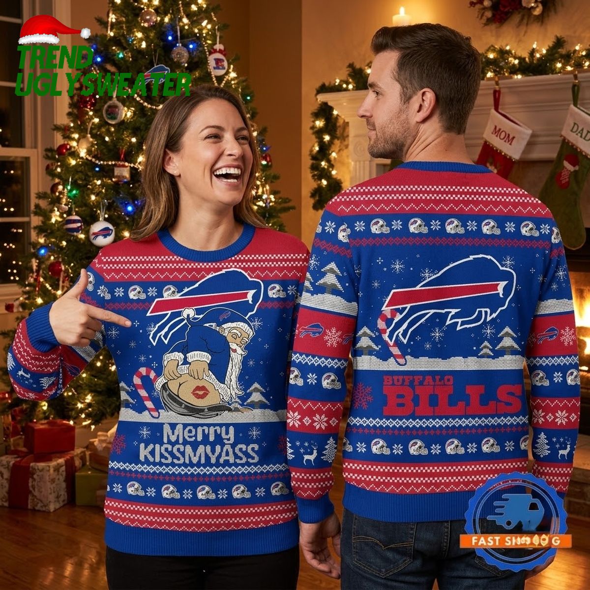 buffalo bills santa merrykissmyass ugly christmas sweater buffalo bills santa merrykissmyass ugly christmas sweater