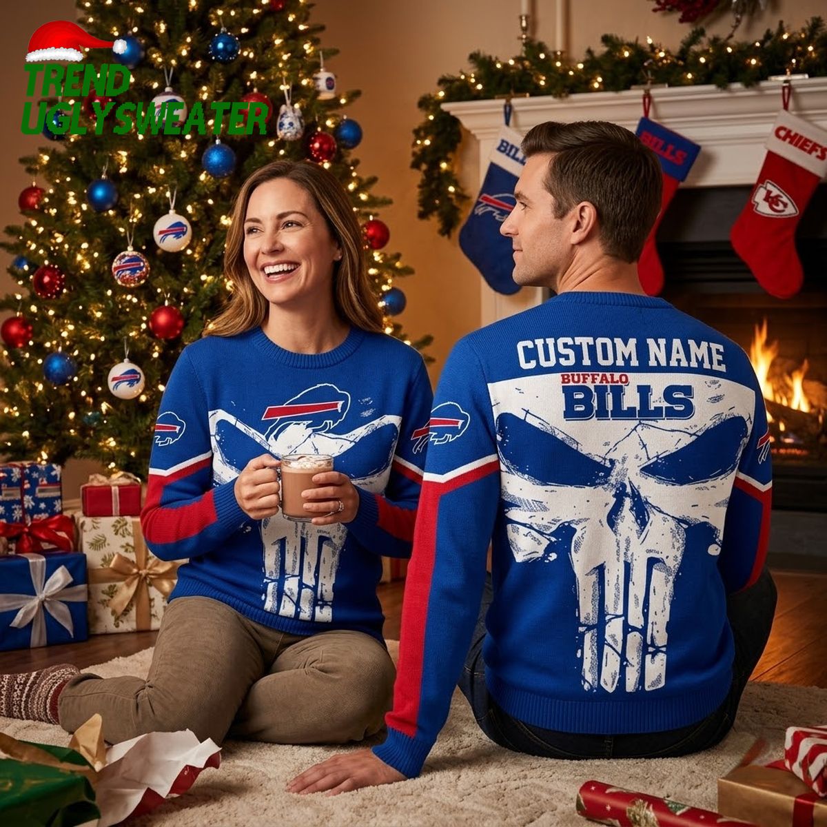 buffalo bills skull logo ugly christmas sweater buffalo bills skull logo ugly christmas sweater