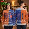 Chicago Bears Cubs Split Logo Snowflake Ugly Christmas Sweater 2 chicago bears cubs split logo snowflake ugly christmas sweater