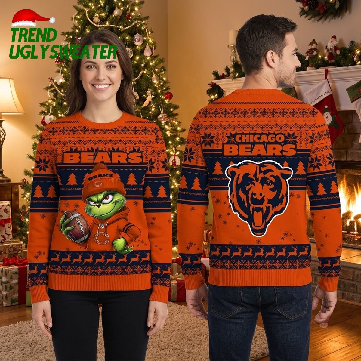 chicago bears grinch football player ugly christmas sweater chicago bears grinch football player ugly christmas sweater