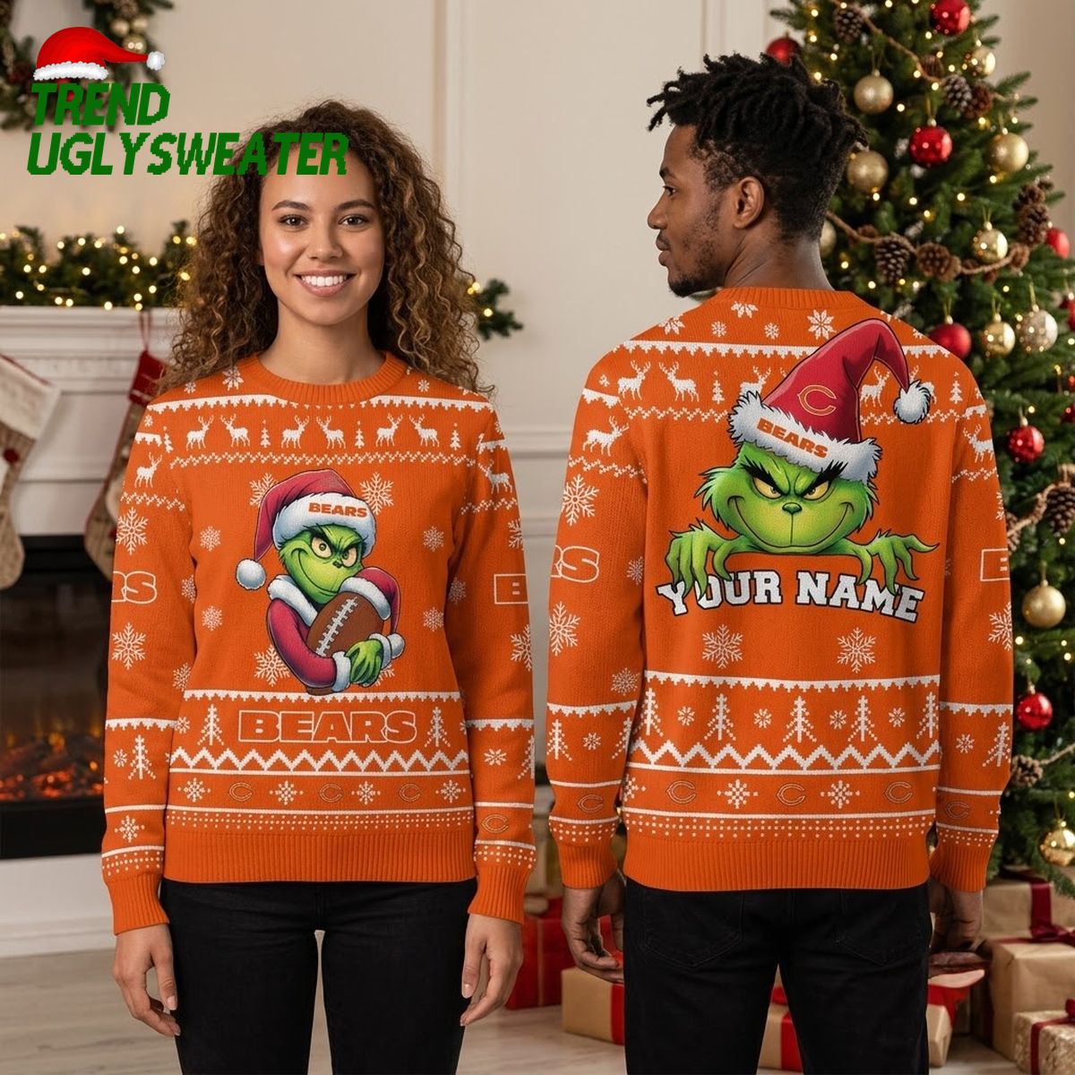 chicago bears grinch football santa hat ugly christmas sweater game day gift chicago bears grinch football santa hat ugly christmas sweater game day gift