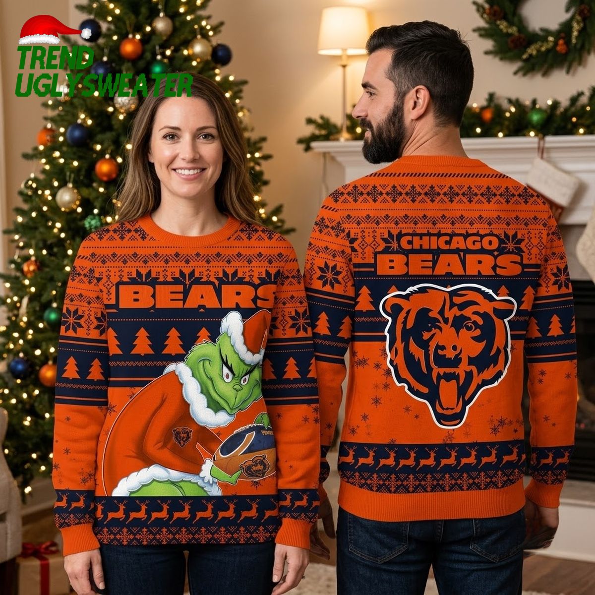 chicago bears grinch holding football ugly christmas sweater chicago bears grinch holding football ugly christmas sweater