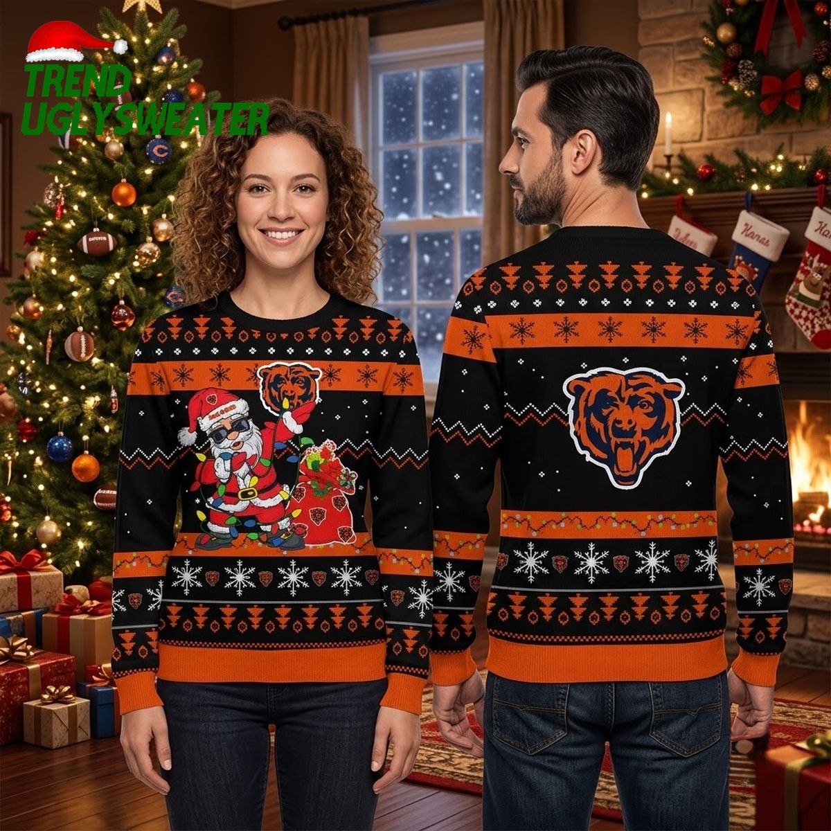 chicago bears santa wrapped in christmas lights ugly christmas sweater chicago bears santa wrapped in christmas lights ugly christmas sweater