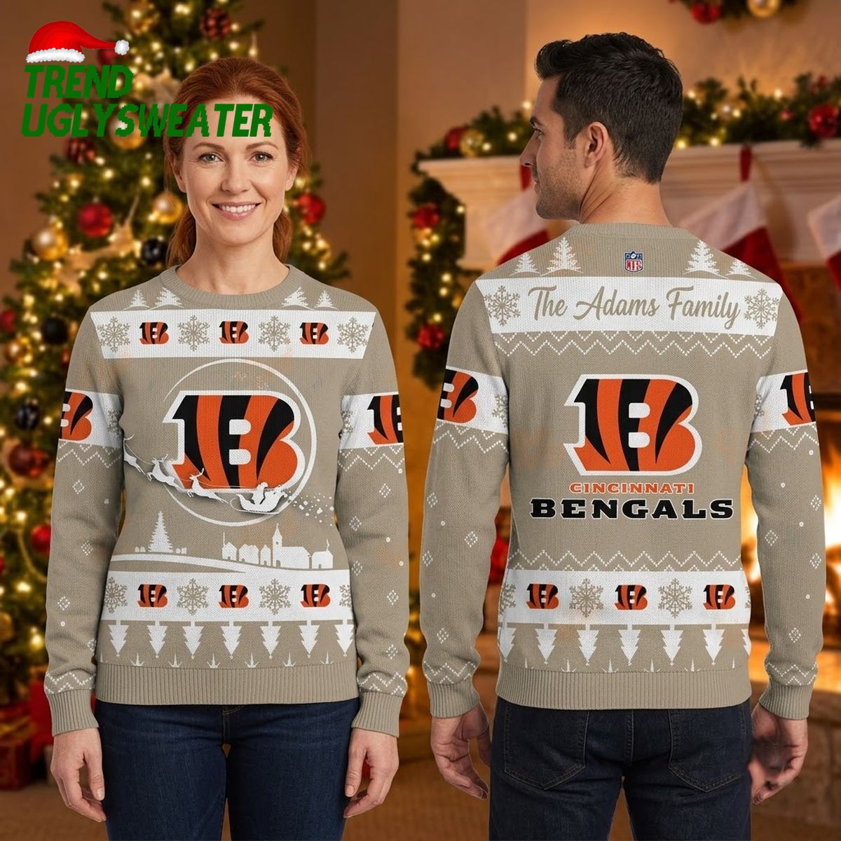 cincinnati bengals personalized custom name snowflake ugly christmas sweater cincinnati bengals personalized custom name snowflake ugly christmas sweater