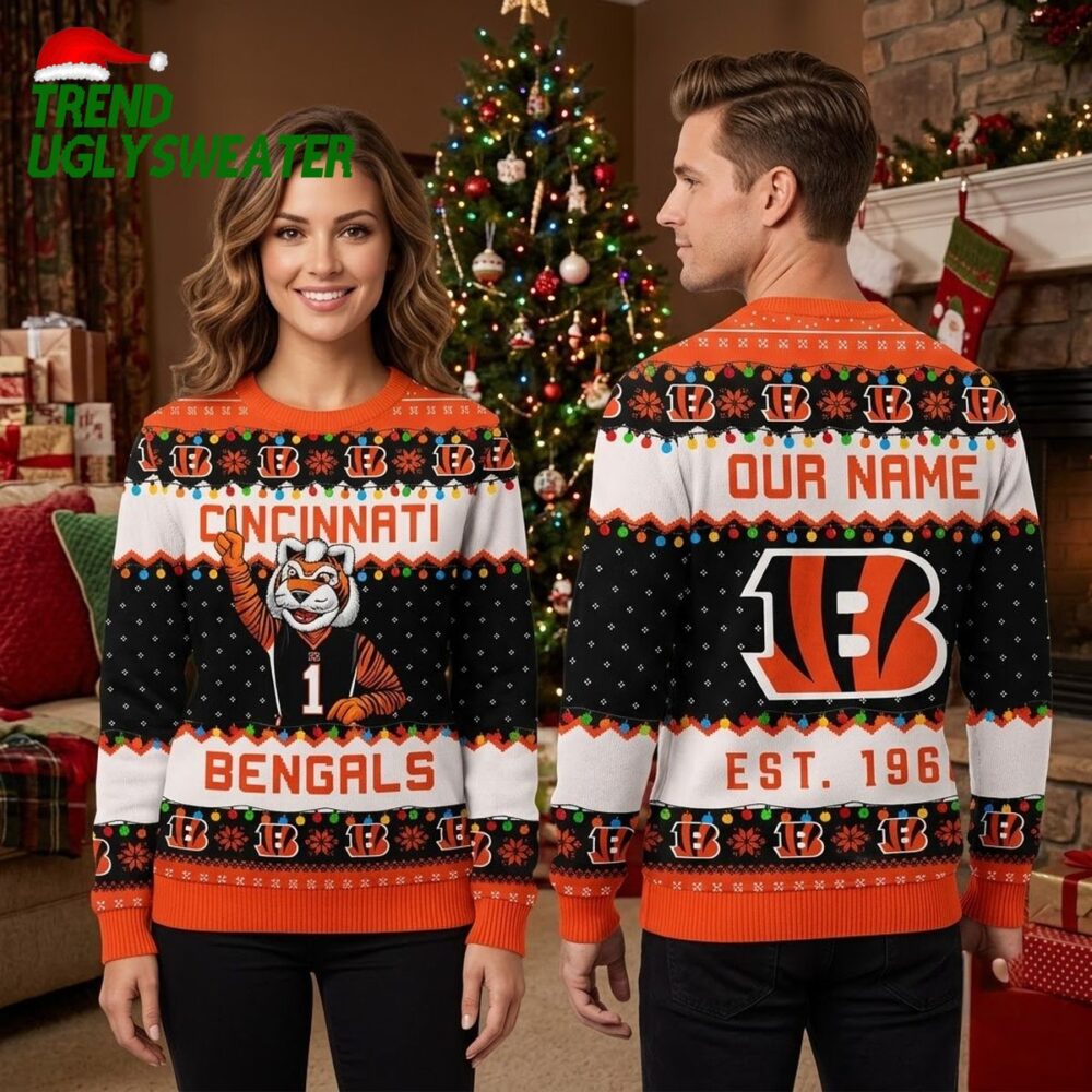 cincinnati bengals who dey mascot ugly christmas sweater