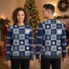 dallas cowboys star logo checkered ugly christmas sweater
