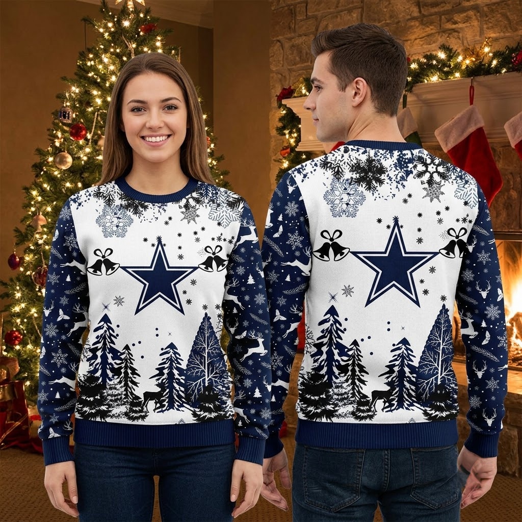 dallas cowboys star snowflake christmas tree ugly christmas sweater dallas cowboys star snowflake christmas tree ugly christmas sweater