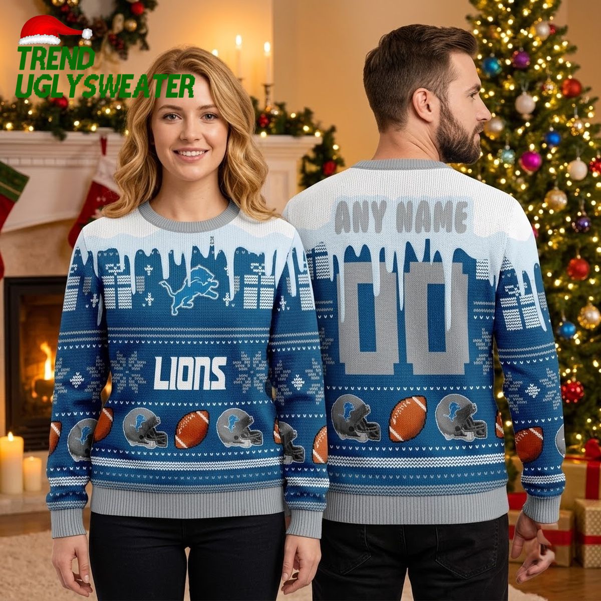 detroit lions custom name football helmet ugly christmas sweater detroit lions custom name football helmet ugly christmas sweater