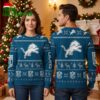 Detroit Lions Leaping Lion Reindeer Pattern Ugly Christmas Sweater 2 detroit lions leaping lion reindeer pattern ugly christmas sweater