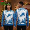 Detroit Lions Leaping Lion Snowy Forest Ugly Christmas Sweater 1 detroit lions leaping lion snowy forest ugly christmas sweater