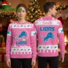 Detroit Lions Santa Sleigh Pink Ugly Christmas Sweater 1 detroit lions santa sleigh pink ugly christmas sweater