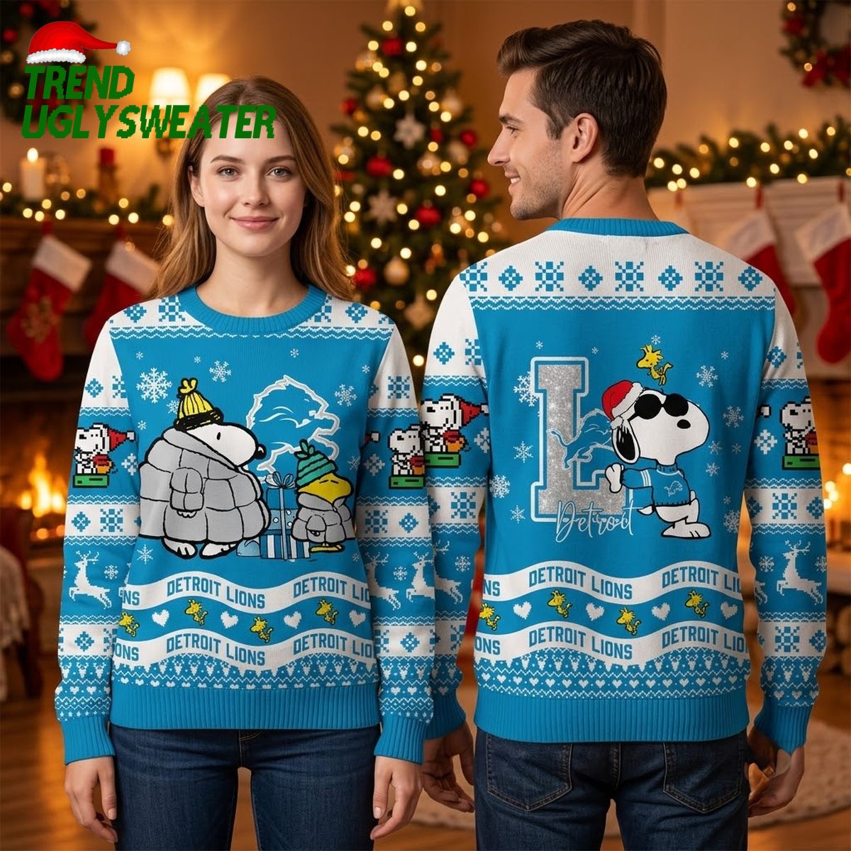 detroit lions snoopy winter coat peanuts ugly christmas sweater detroit lions snoopy winter coat peanuts ugly christmas sweater