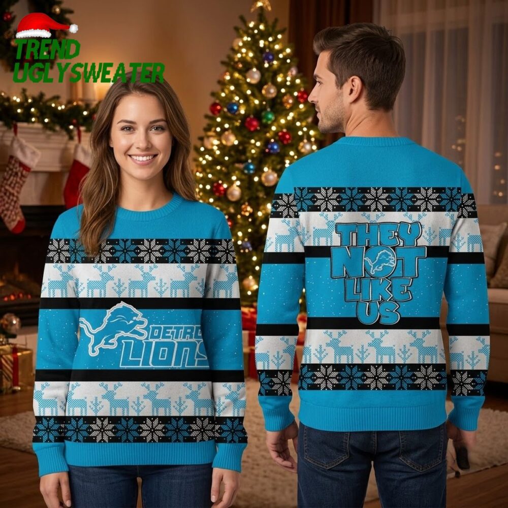 detroit lions they not like us ugly christmas sweater