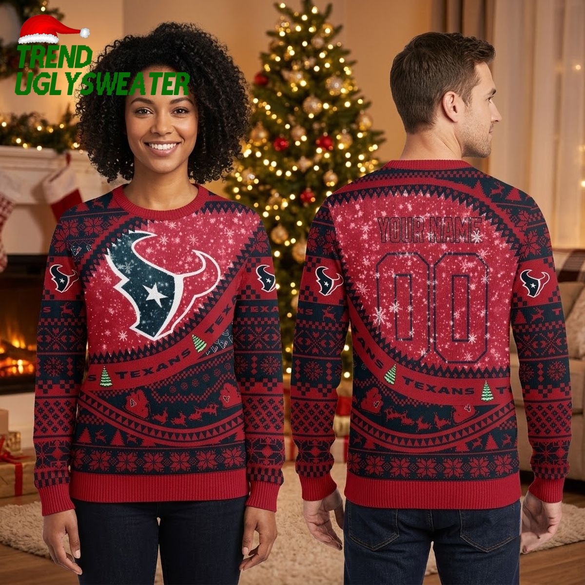 houston texans bull logo snowflake knit ugly christmas sweater houston texans bull logo snowflake knit ugly christmas sweater