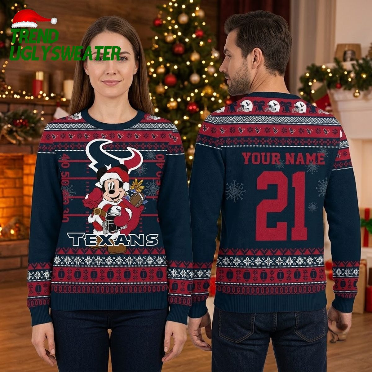 houston texans mickey santa football ugly christmas sweater houston texans mickey santa football ugly christmas sweater