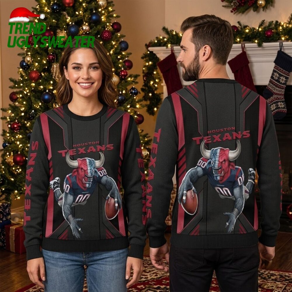 houston texans rushing bull football player black sweatshirt