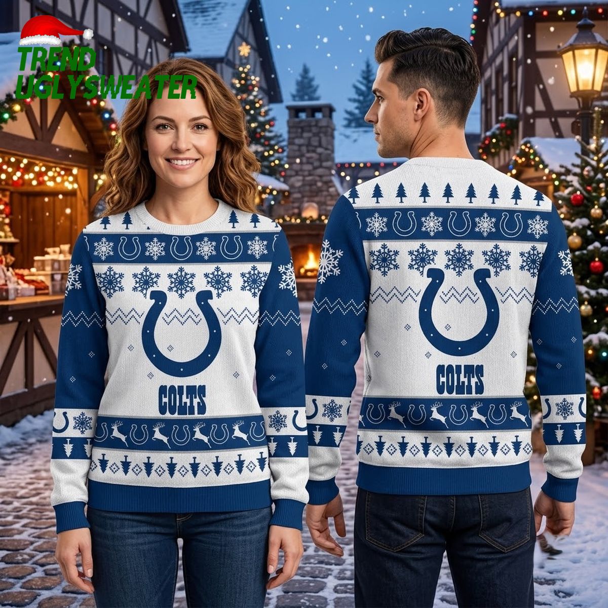 indianapolis colts horseshoe reindeer snowflake ugly christmas sweater indianapolis colts horseshoe reindeer snowflake ugly christmas sweater