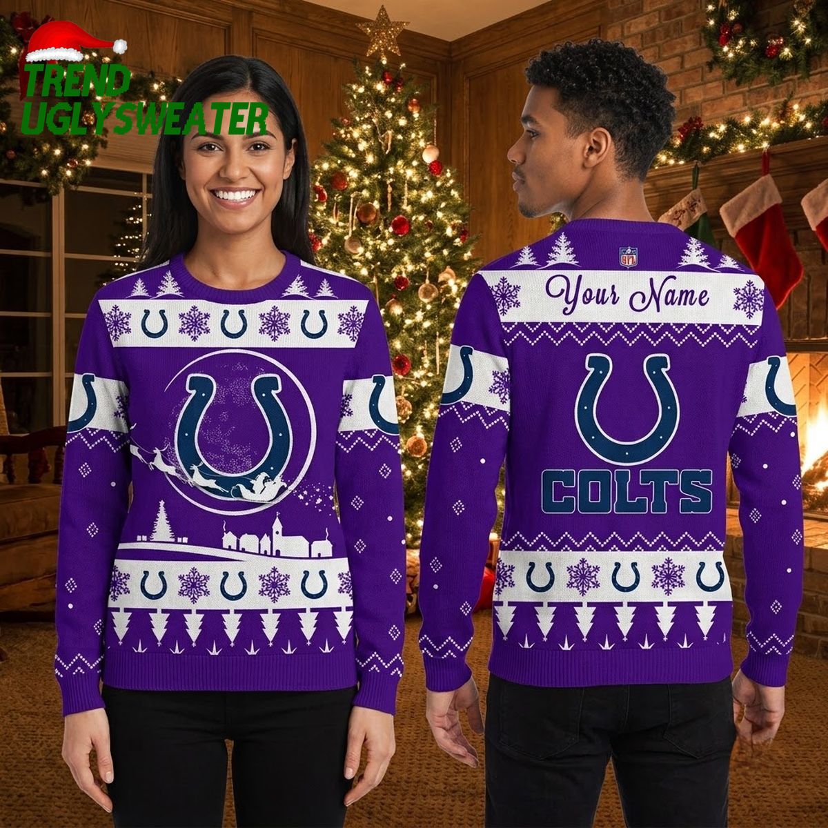 indianapolis colts horseshoe snowflake ugly christmas sweater game day gift indianapolis colts horseshoe snowflake ugly christmas sweater game day gift