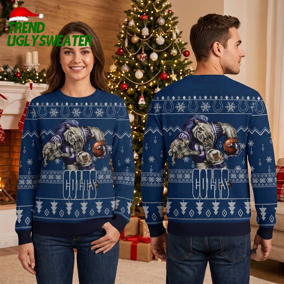 indianapolis colts rushing horse football player ugly christmas sweater indianapolis colts rushing horse football player ugly christmas sweater