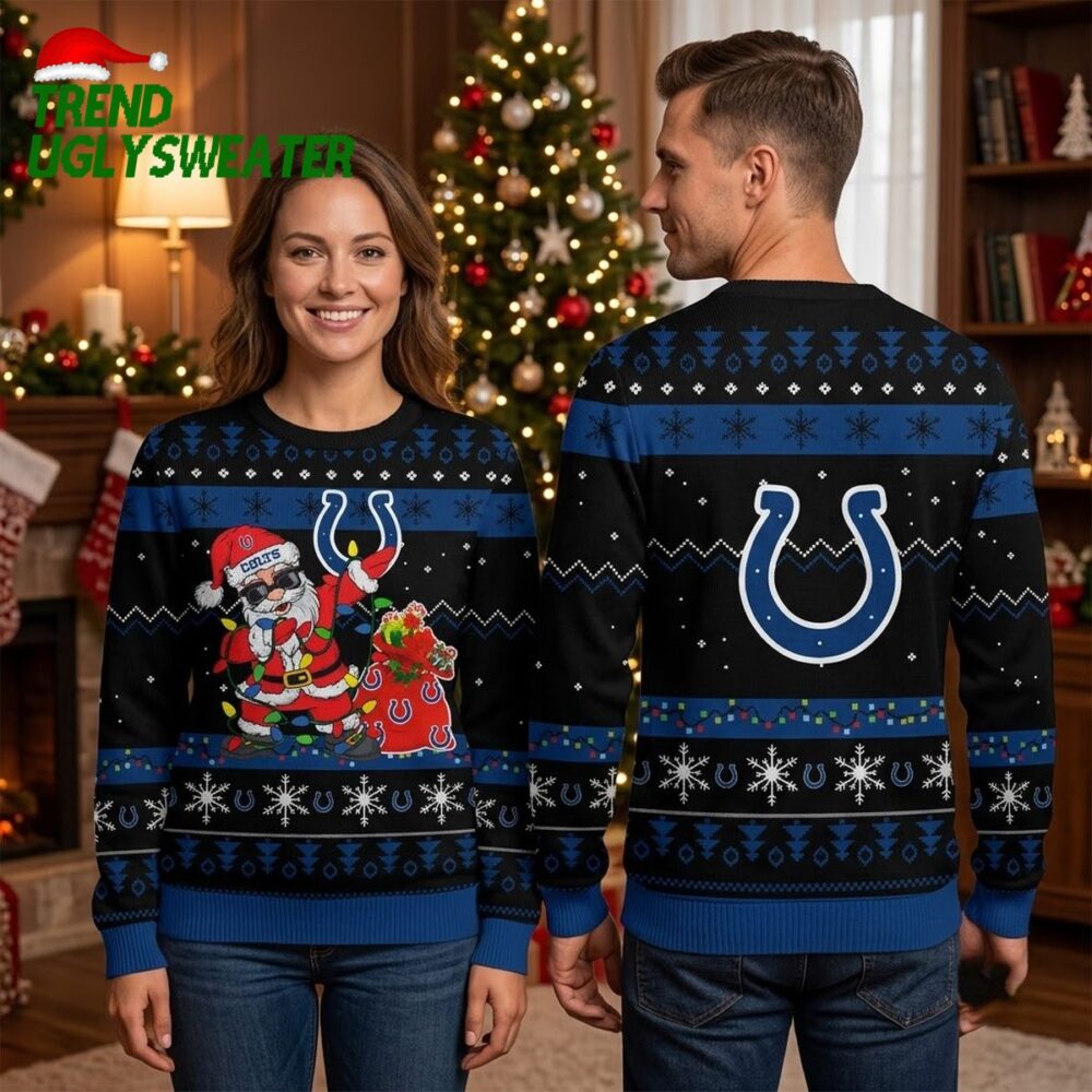 indianapolis colts santa claus gift sack ugly christmas sweater