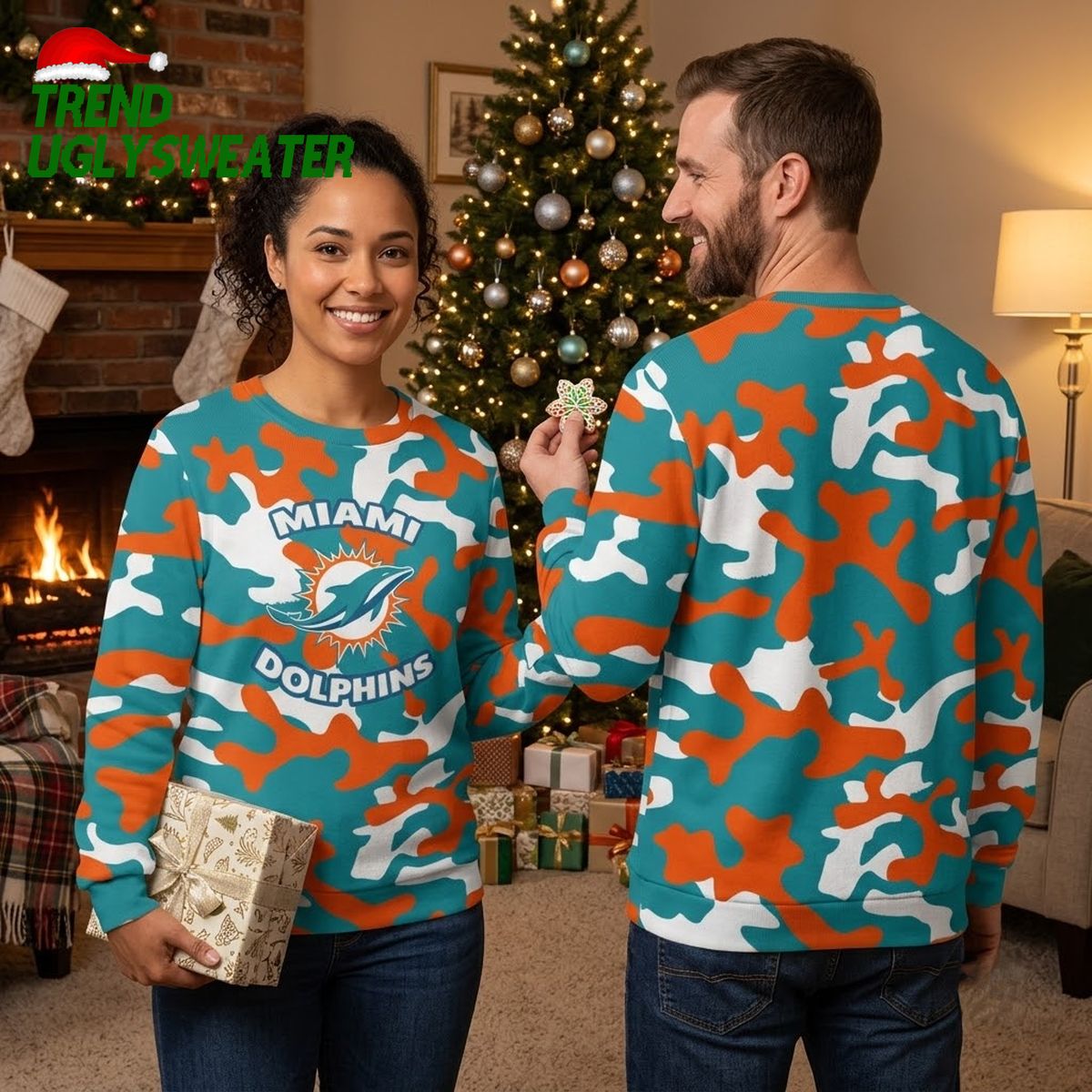 miami dolphins camo pattern ugly christmas sweater miami dolphins camo pattern ugly christmas sweater