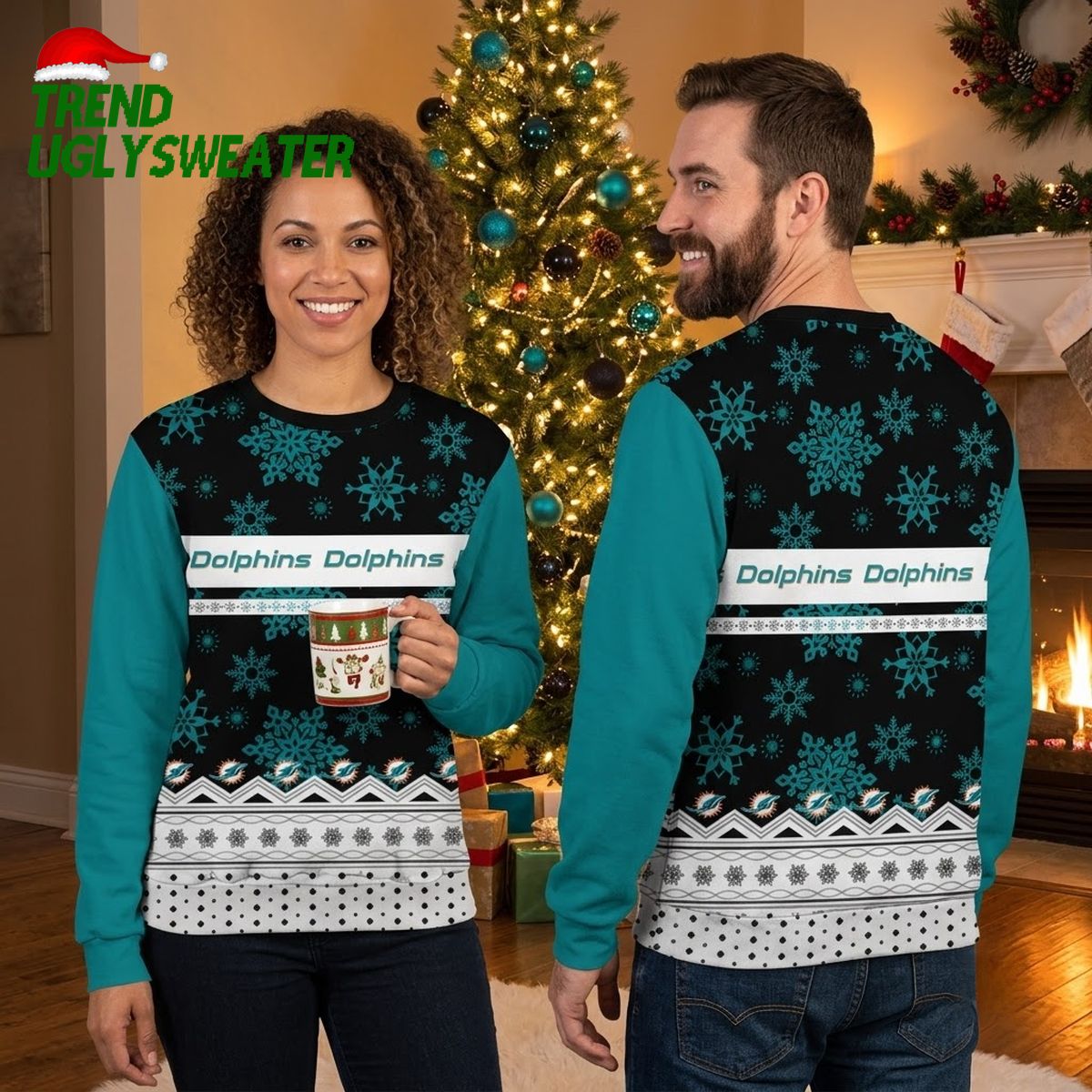 miami dolphins christmas pattern ugly christmas sweater miami dolphins christmas pattern ugly christmas sweater