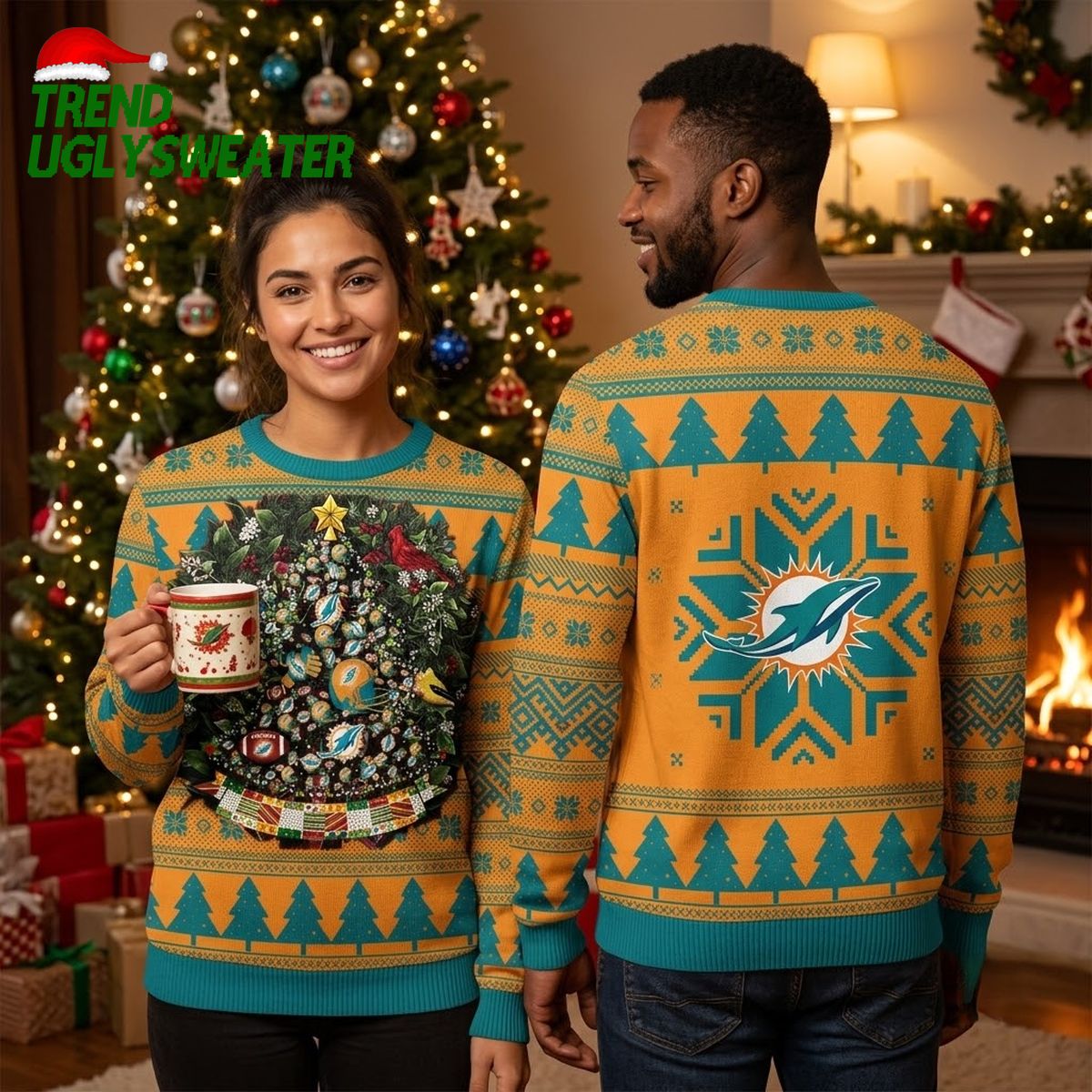 miami dolphins christmas tree ugly christmas sweater miami dolphins christmas tree ugly christmas sweater