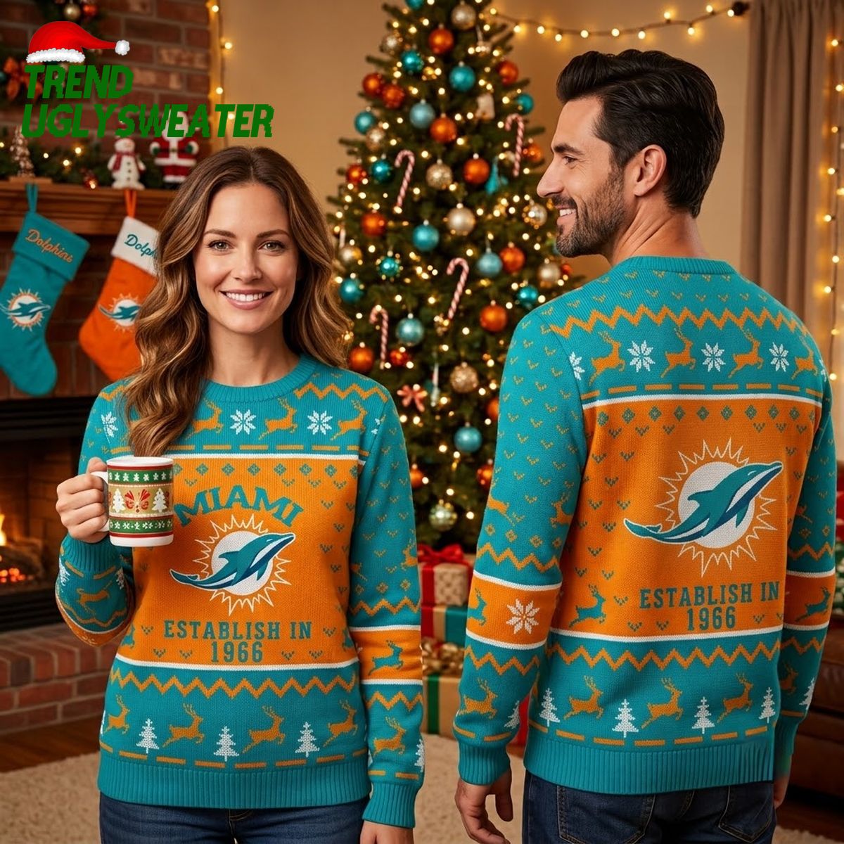 miami dolphins classic 1966 logo ugly christmas sweater miami dolphins classic 1966 logo ugly christmas sweater