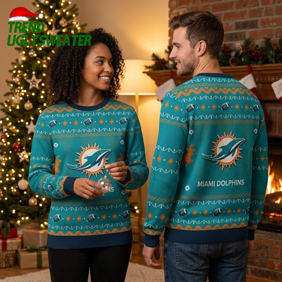 miami dolphins classic logo ugly christmas sweater design miami dolphins classic logo ugly christmas sweater design