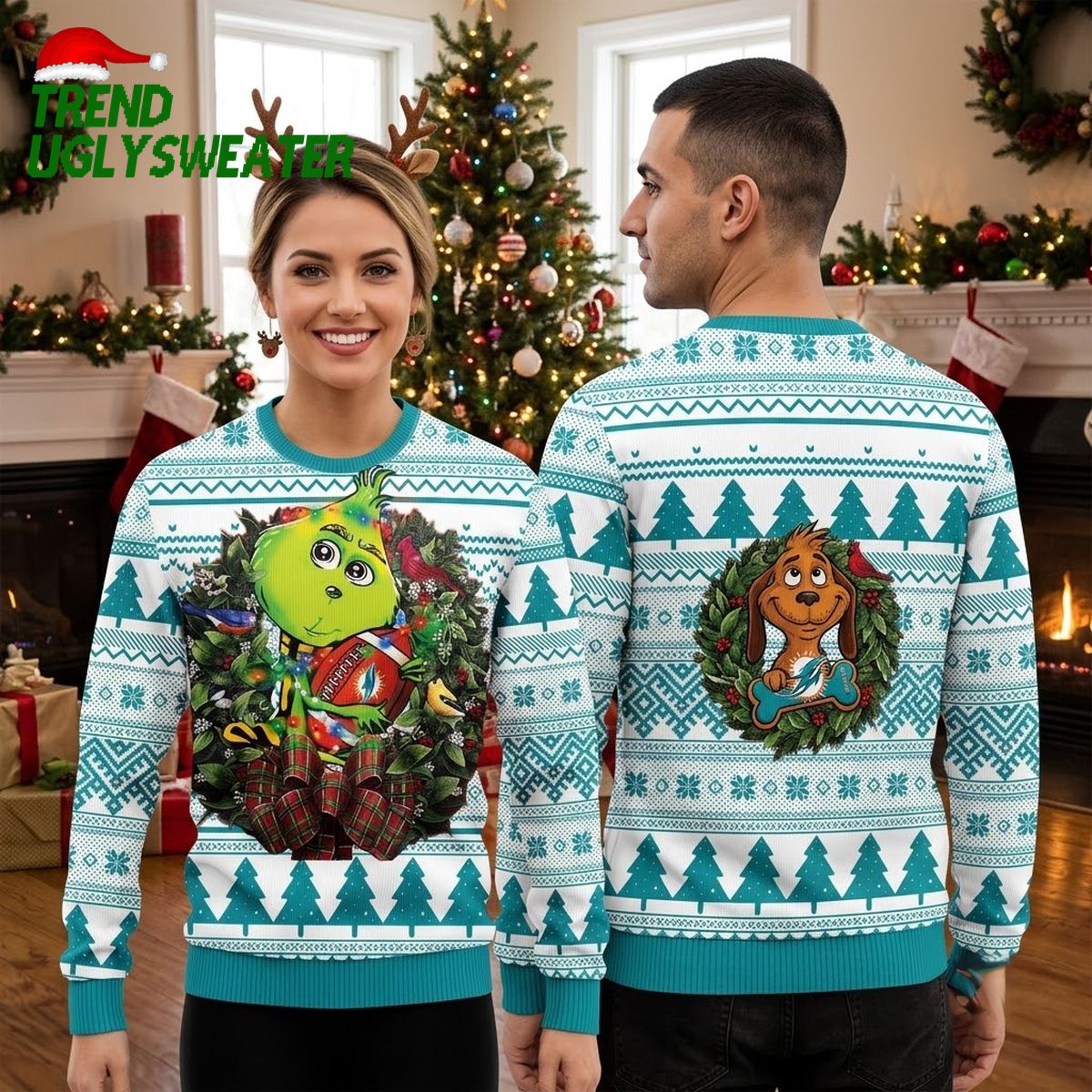 miami dolphins grinch holding football ugly christmas sweater miami dolphins grinch holding football ugly christmas sweater