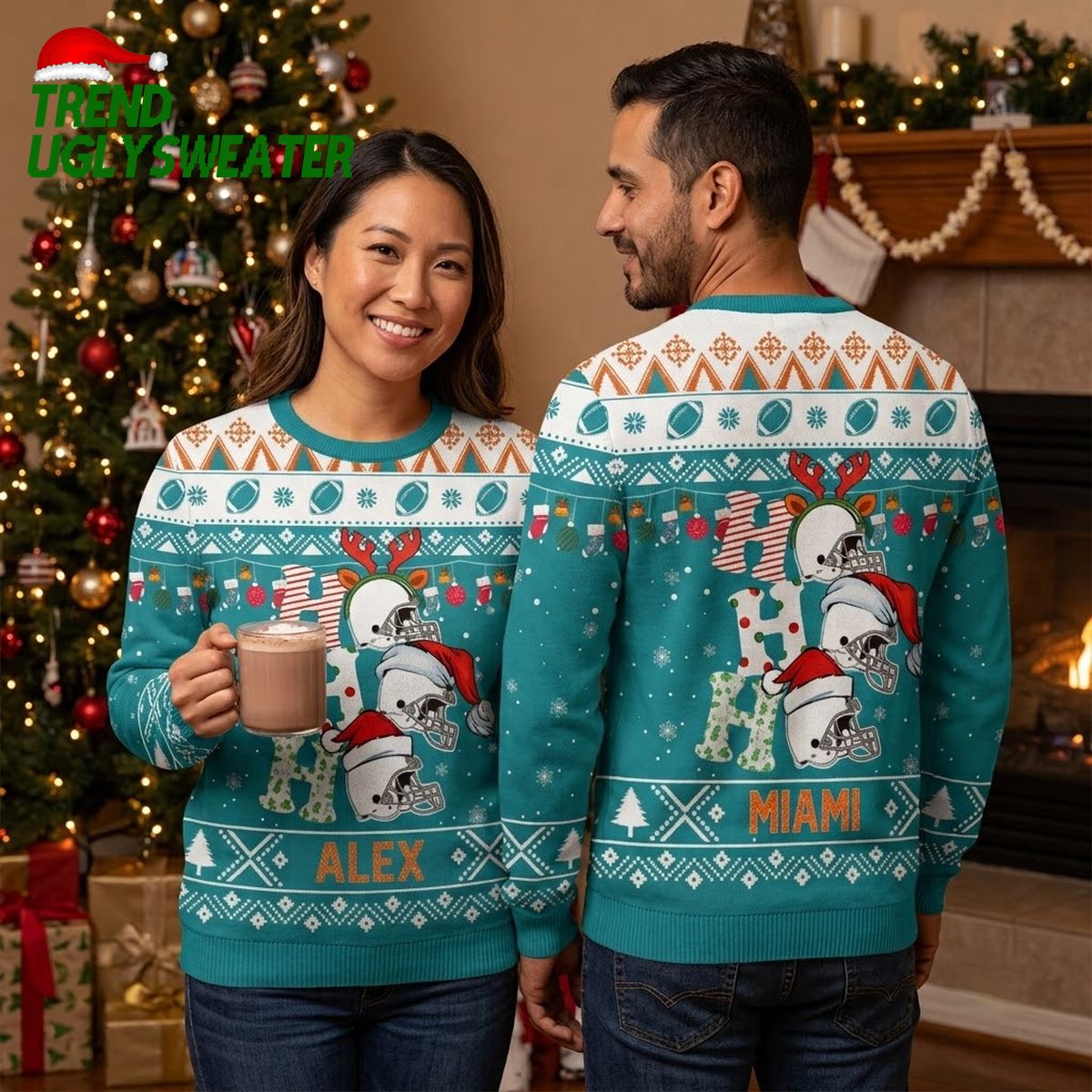 miami dolphins ho ho ho helmet ugly christmas sweater miami dolphins ho ho ho helmet ugly christmas sweater