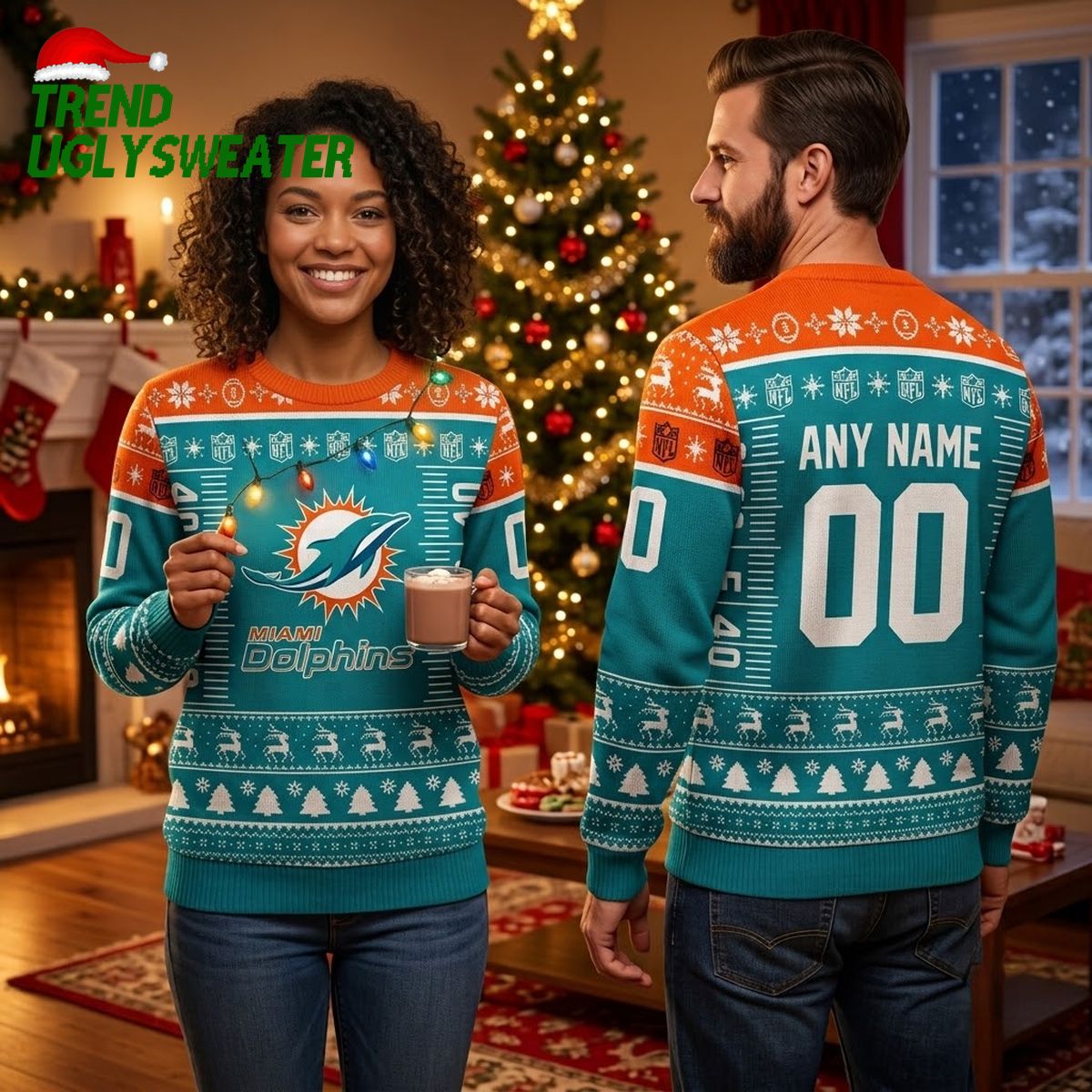 miami dolphins logo ugly christmas sweater miami dolphins logo ugly christmas sweater