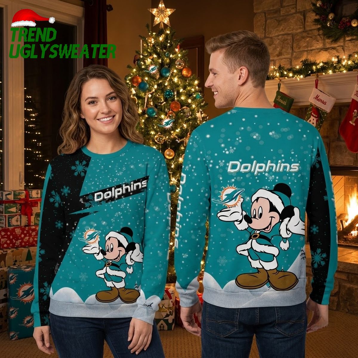 miami dolphins mickey mouse snowflakes ugly christmas sweater miami dolphins mickey mouse snowflakes ugly christmas sweater
