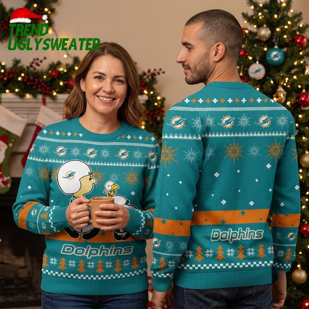miami dolphins peanuts snoopy ugly christmas sweater miami dolphins peanuts snoopy ugly christmas sweater