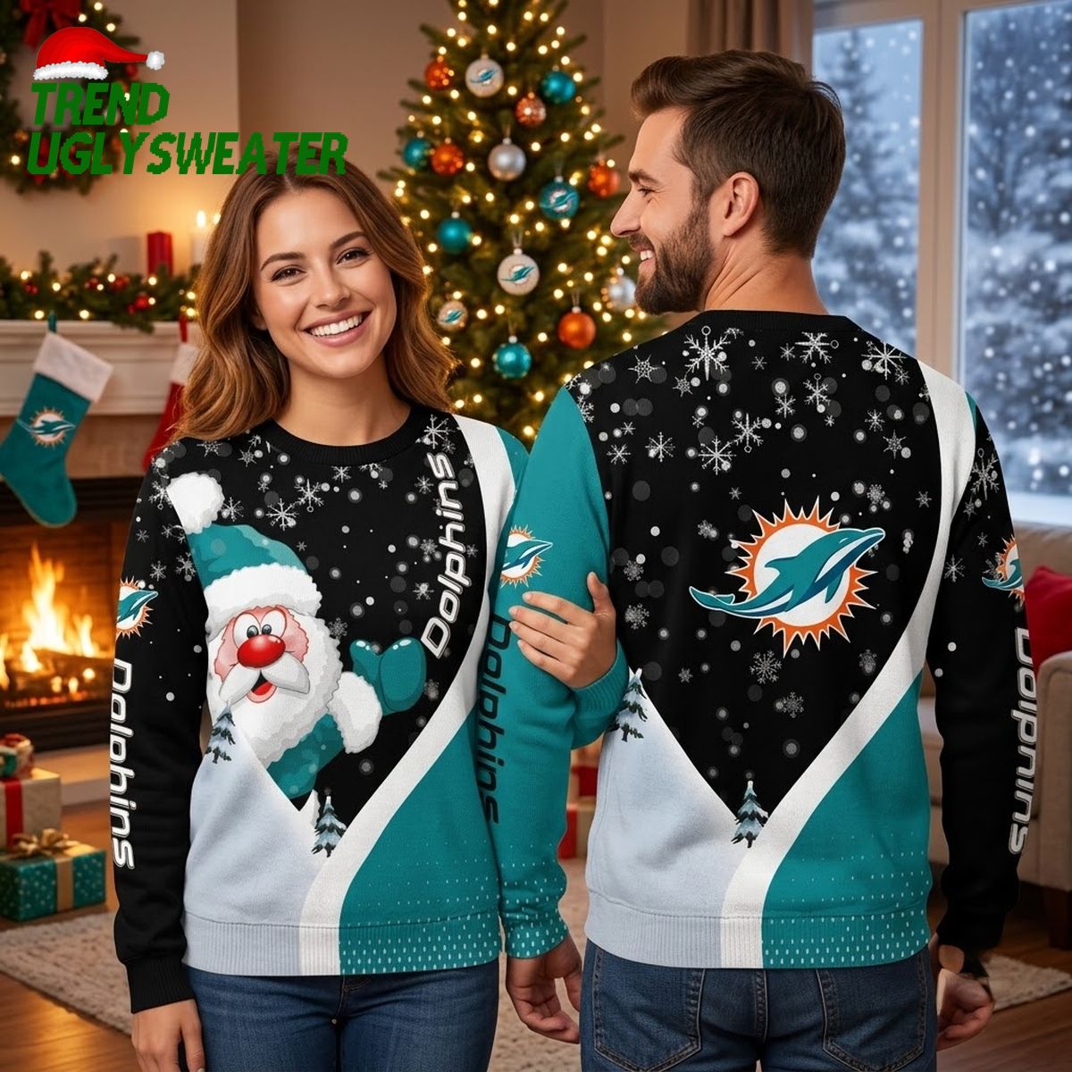 miami dolphins santa claus ugly christmas sweater miami dolphins santa claus ugly christmas sweater