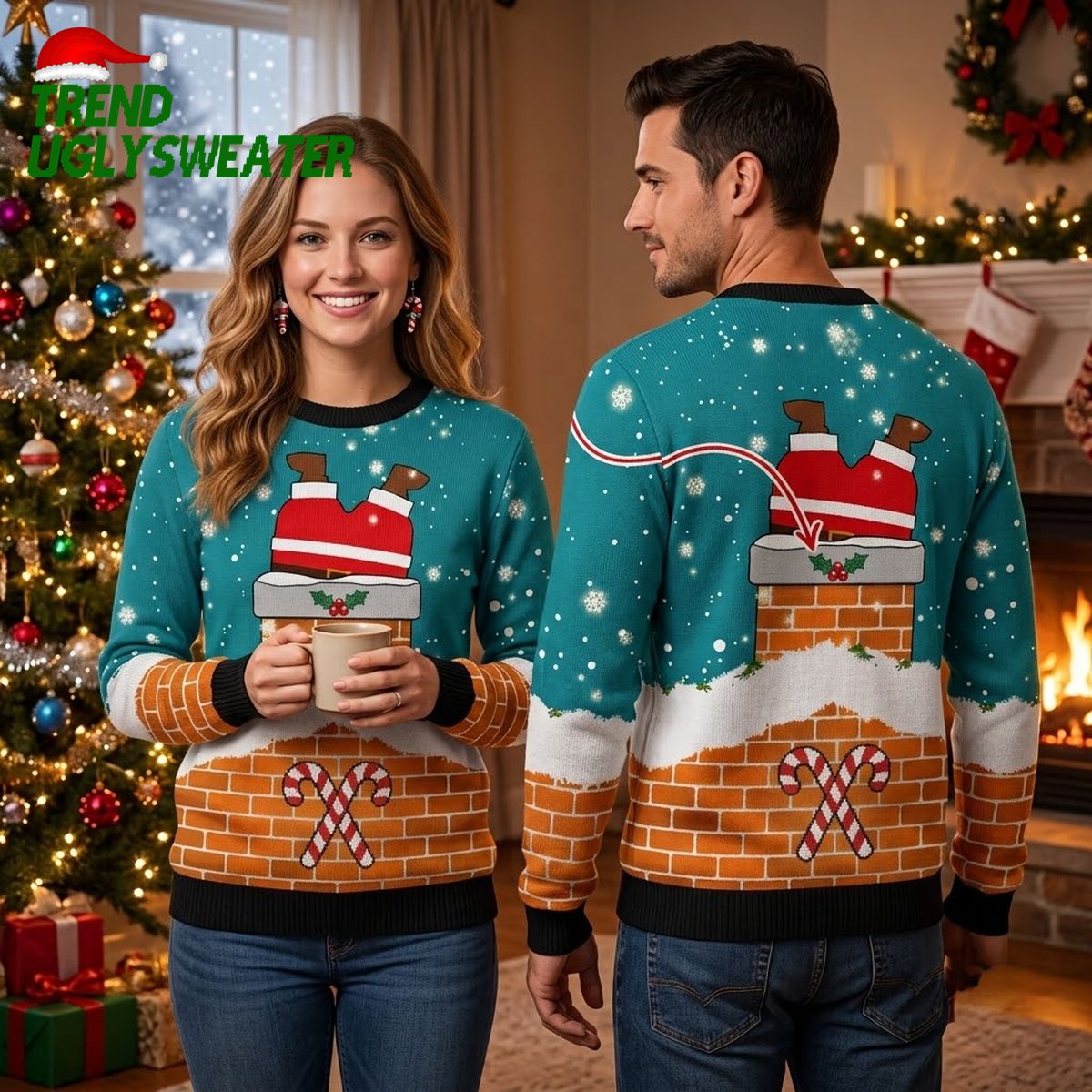 miami dolphins santa in the chimney ugly christmas sweater miami dolphins santa in the chimney ugly christmas sweater
