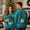Miami Dolphins Skeleton Holding Drink Ugly Christmas Sweater 1 miami dolphins skeleton holding drink ugly christmas sweater