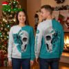 Miami Dolphins Skull With Blue Roses Ugly Christmas Sweater 1 miami dolphins skull with blue roses ugly christmas sweater