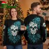 Miami Dolphins Sugar Skull Floral Ugly Christmas Sweater 1 miami dolphins sugar skull floral ugly christmas sweater