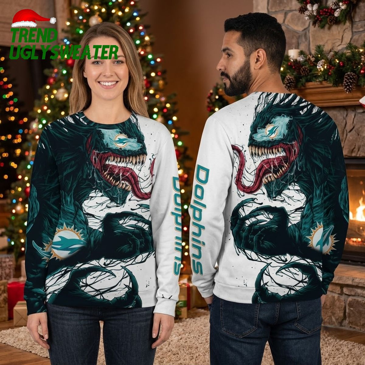 miami dolphins venom 3d ugly christmas sweater miami dolphins venom 3d ugly christmas sweater