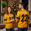 Najee Harris 22 Pittsburgh Steelers Yellow Ugly Christmas Sweater 1 najee harris 22 pittsburgh steelers yellow ugly christmas sweater