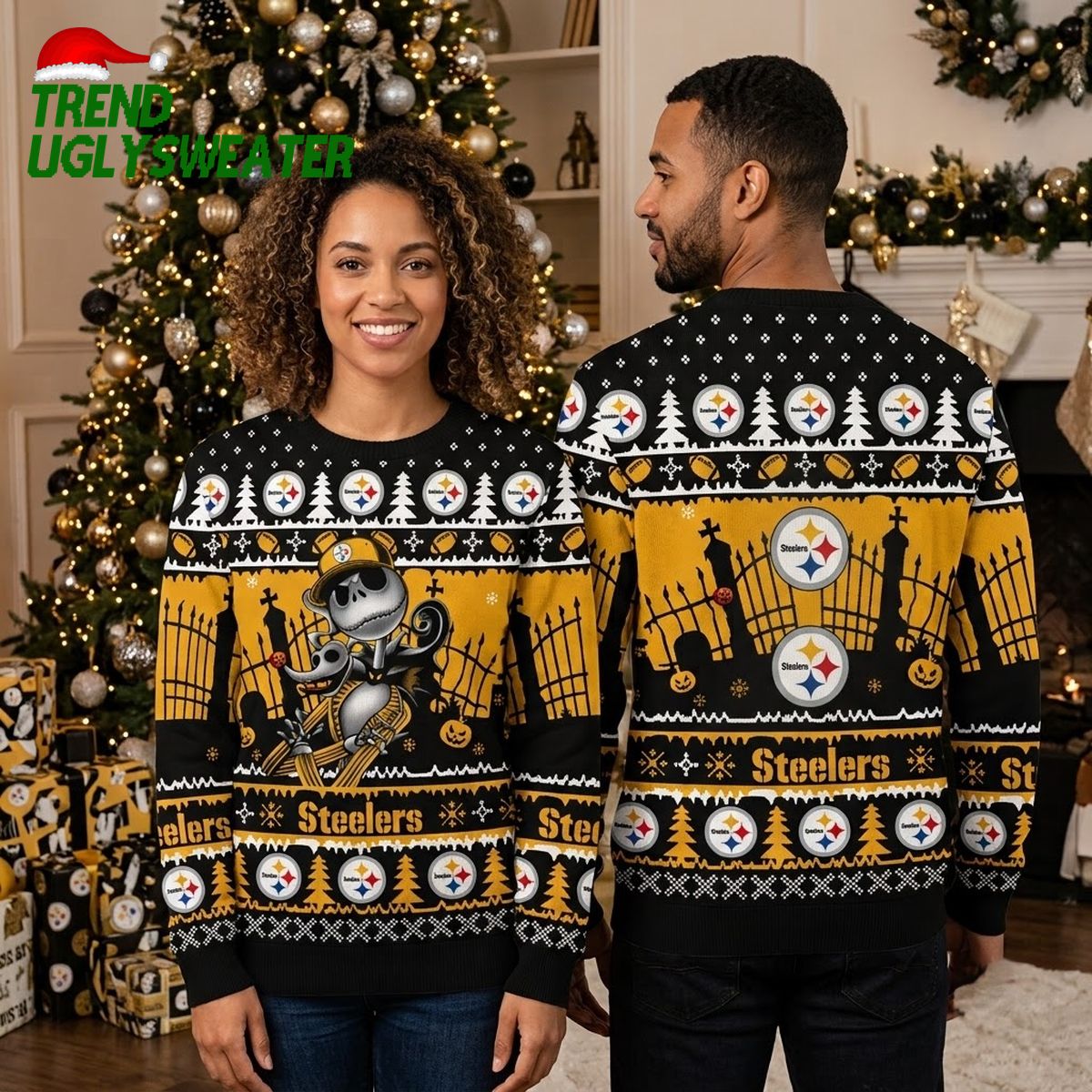 nightmare before christmas jack skellington steelers ugly christmas sweater nightmare before christmas jack skellington steelers ugly christmas sweater